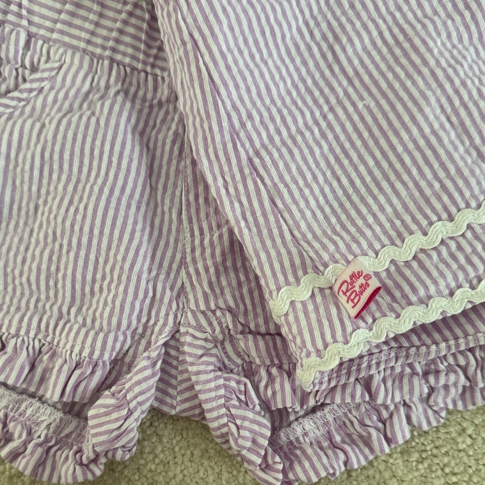 Ruffle Butts Purple seersucker Kids Swing top and shorts